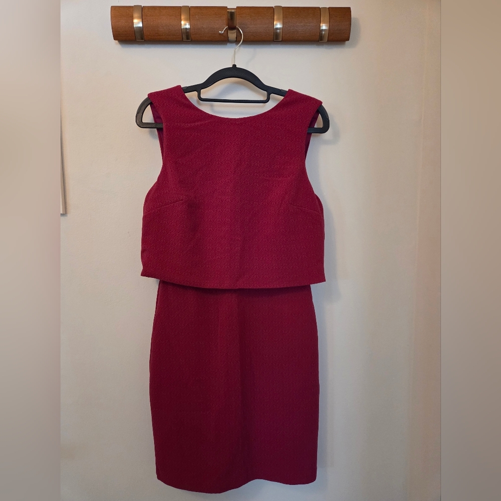 Warehouse Raspberry Layered Sheath Dress